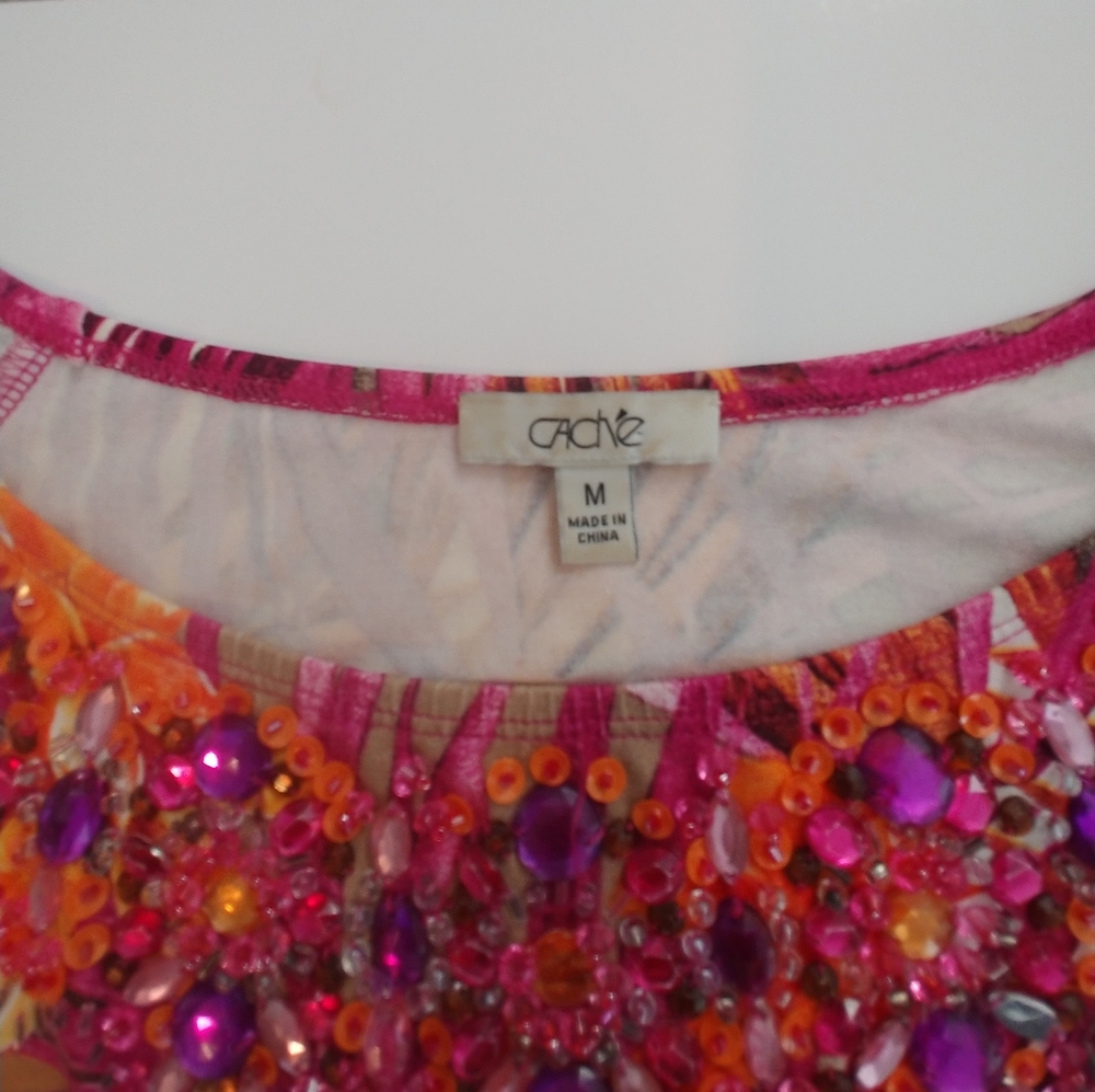 Cache Pink and Orange Embellished Blouse - Picture 2 of 11